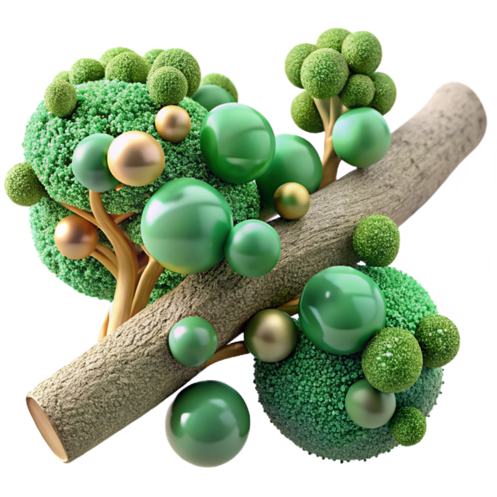 vibrant abstract Green Lichen on Branch Isolated professional png