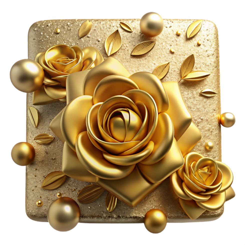 wonderful abstract Gold Foil Embossed Floral Pattern Isolated Background professional png