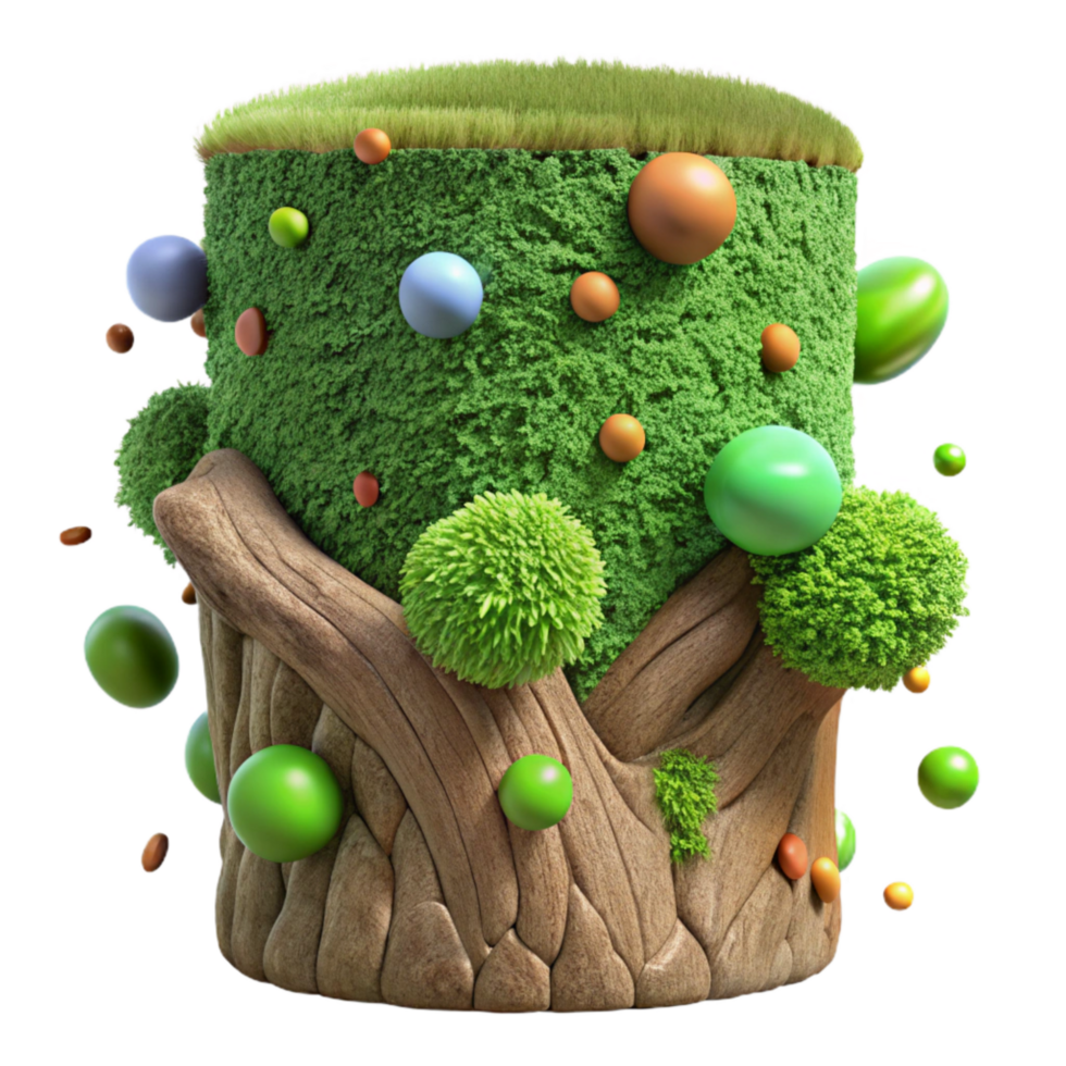 dramatic traditional Green Moss on Tree Bark Isolated authentic png