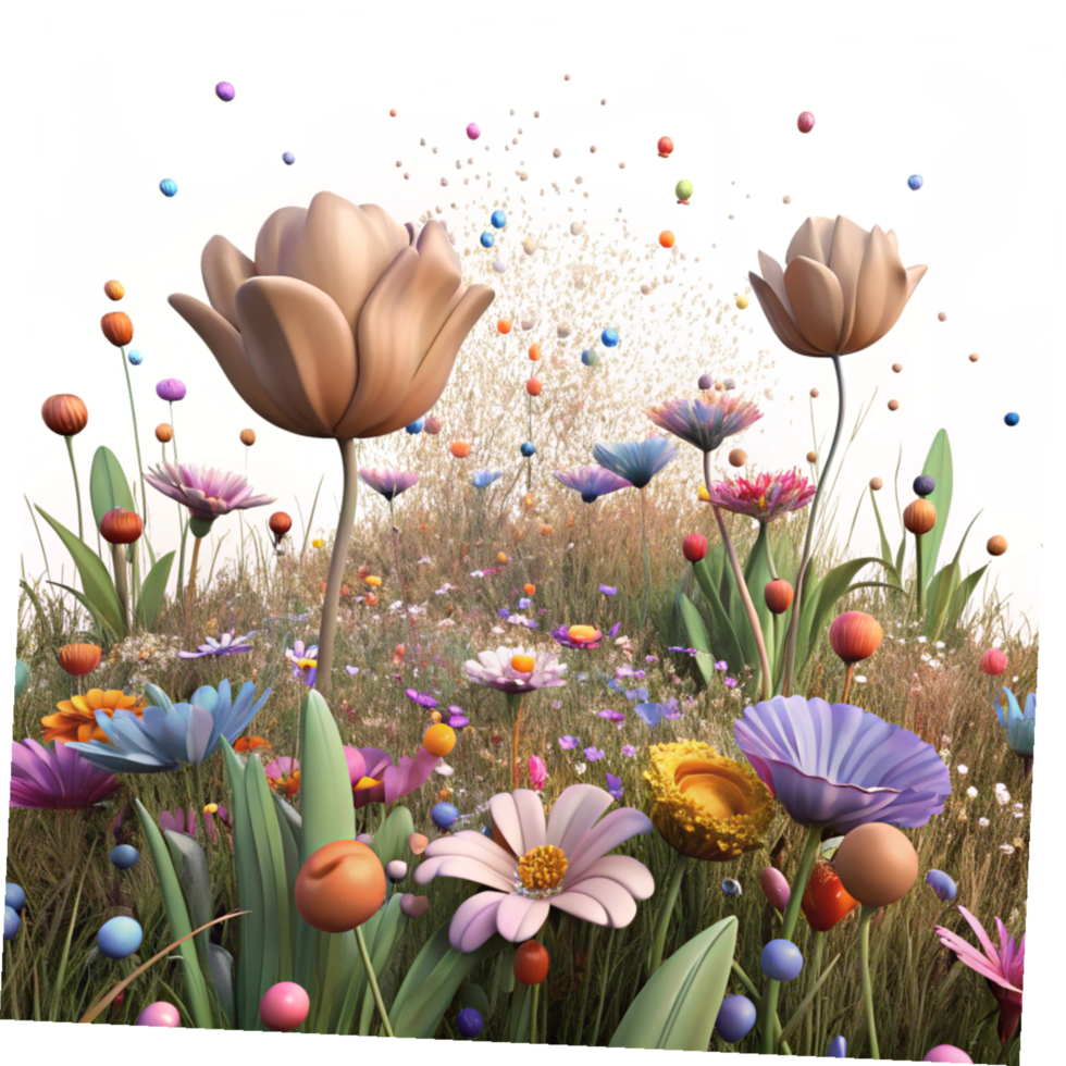 serene creative Native Wildflower Field in Full Bloom Transparent Background detailed png