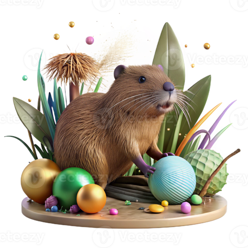 vibrant classic Nutria Destroying Marsh Vegetation Cutout Transparent Background exclusive png
