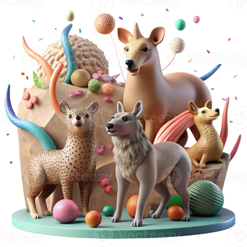 impressive traditional Group of Animals in Their Natural Habitat Isolated on Transparent Background genuine png