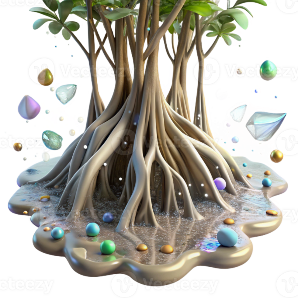 vibrant modern Mangrove Roots Partially Submerged Transparent professional png