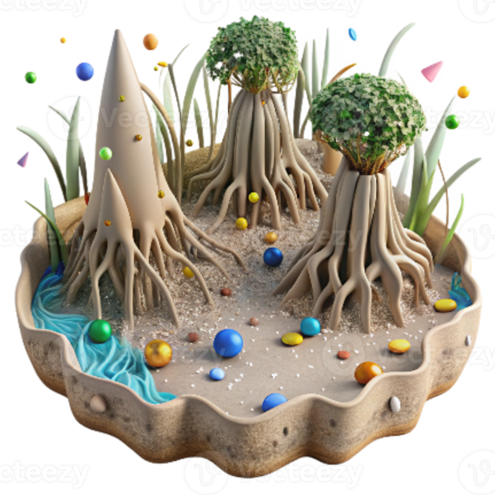 beautiful contemporary Mangrove Roots and Shoreline Erosion Transparent Background high quality png