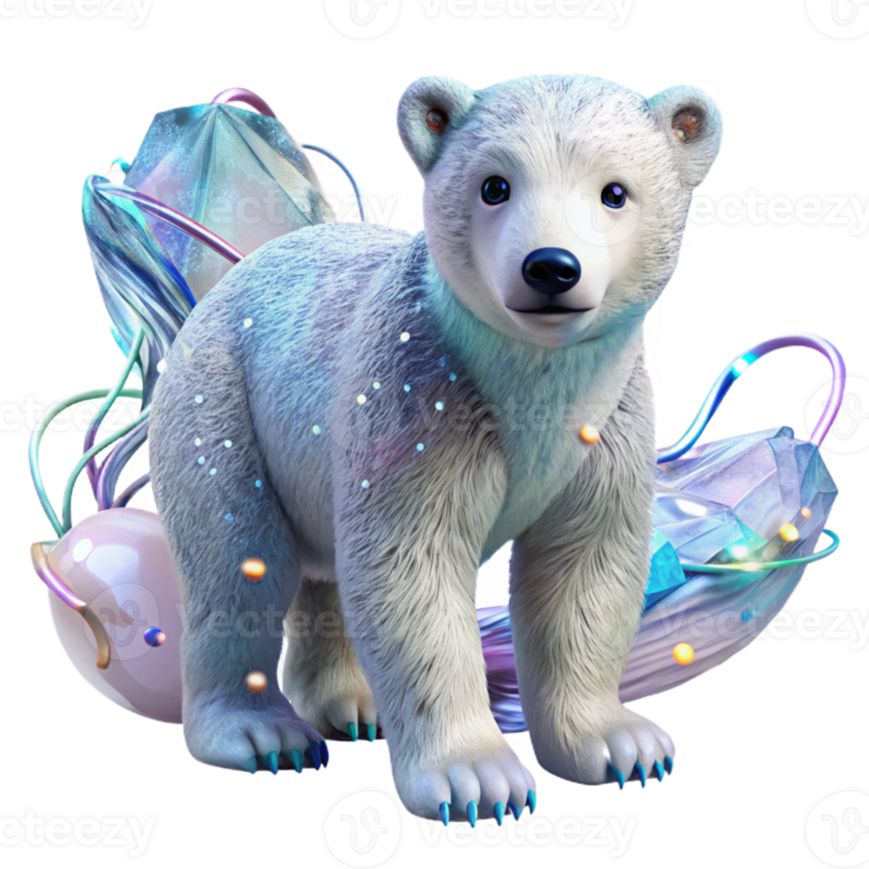 elegant abstract Polar Bear Cub Isolated on White Background authentic png