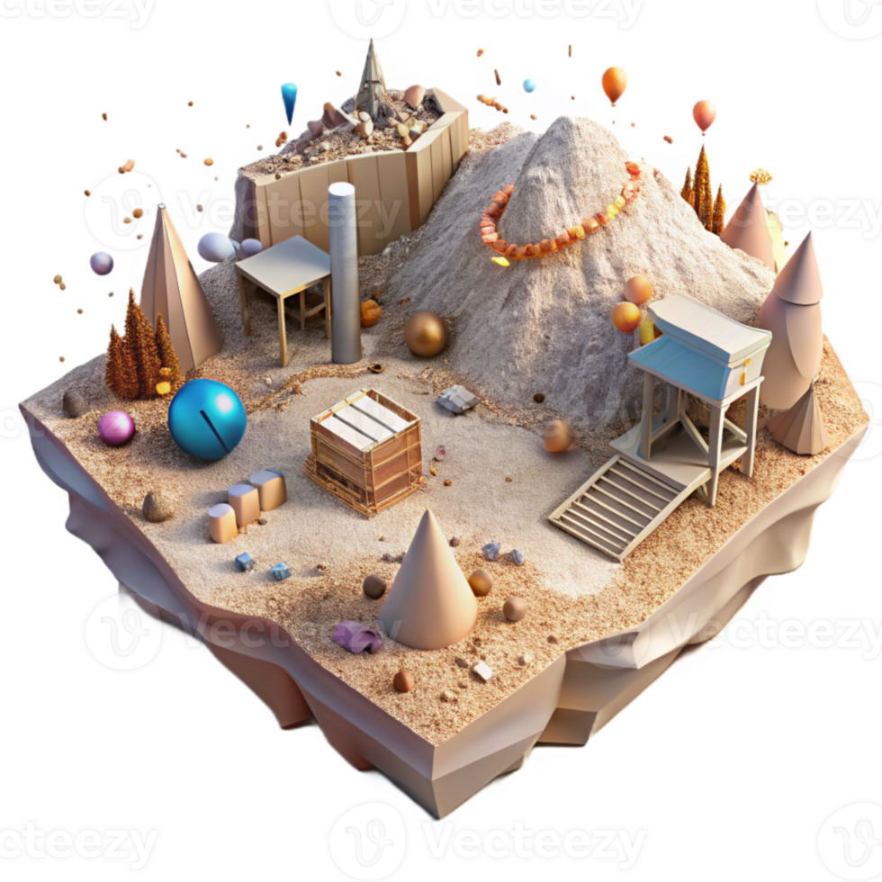 vibrant minimalist Habitat Destruction Mining Encroachment Isolated Element Aerial Photography png