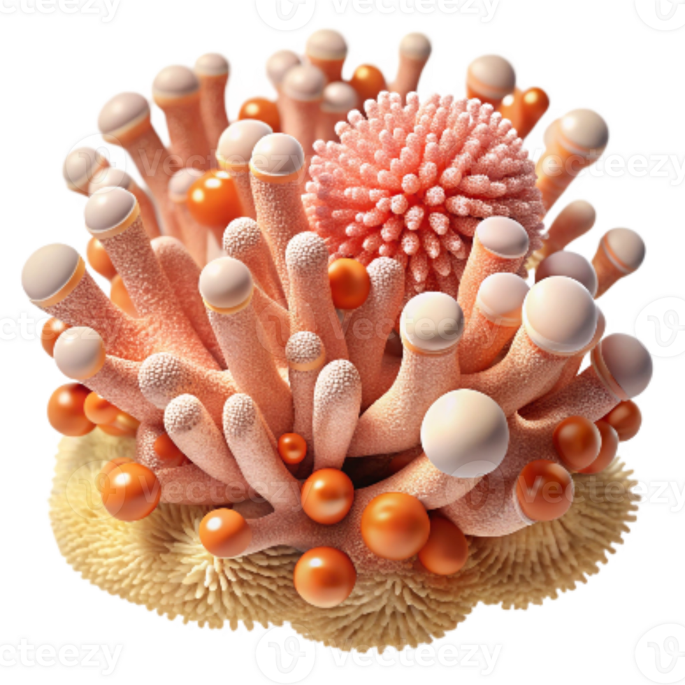 dramatic contemporary Healthy Coral Polyps Isolated Microscopic View authentic png