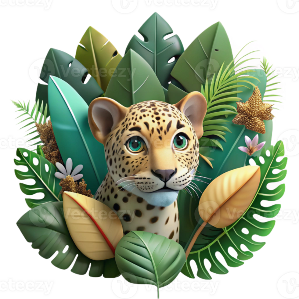 wonderful contemporary Jaguar Cub Hiding in Dense Jungle Cutout authentic png
