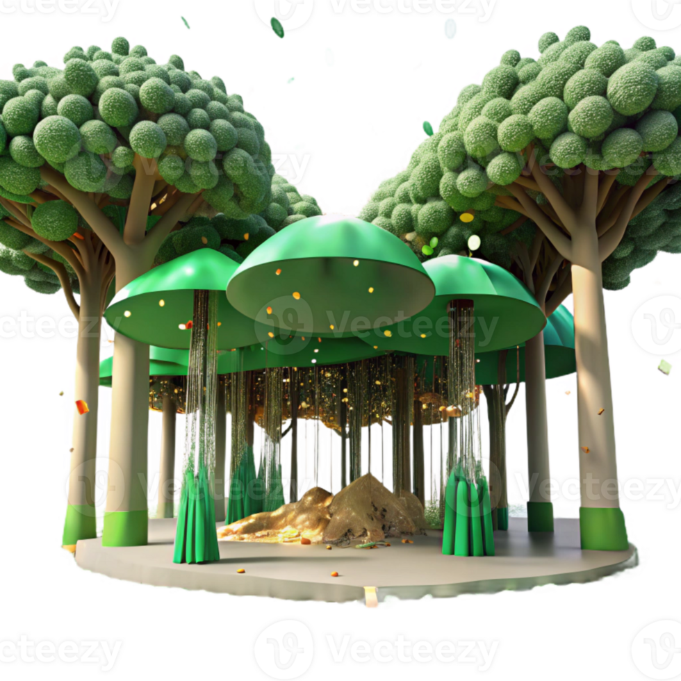 dramatic creative Green Forest Canopy with Sunlight Filtering Through Transparent Background professional png