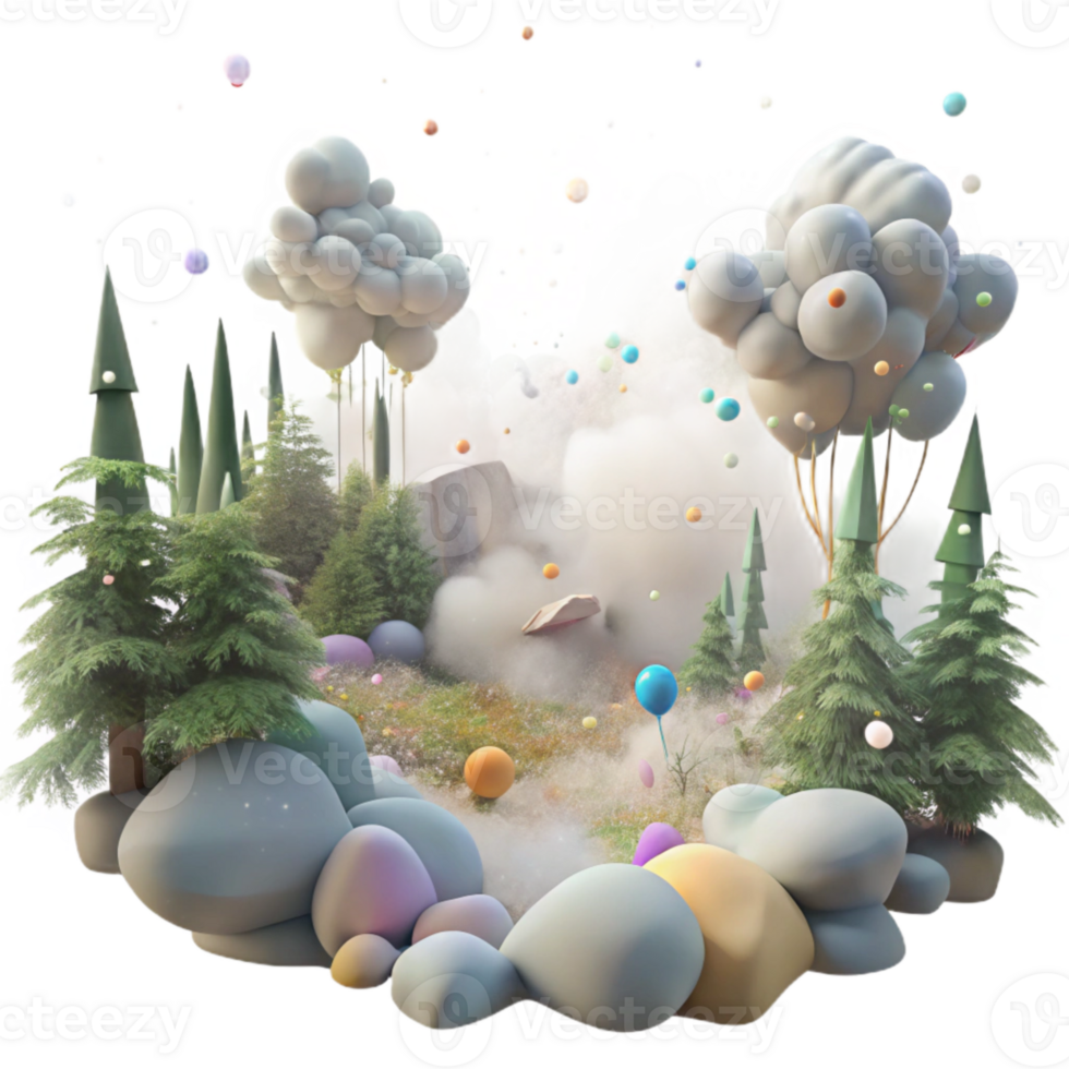 vibrant artistic Morning Mist in Forest Transparent Background original png