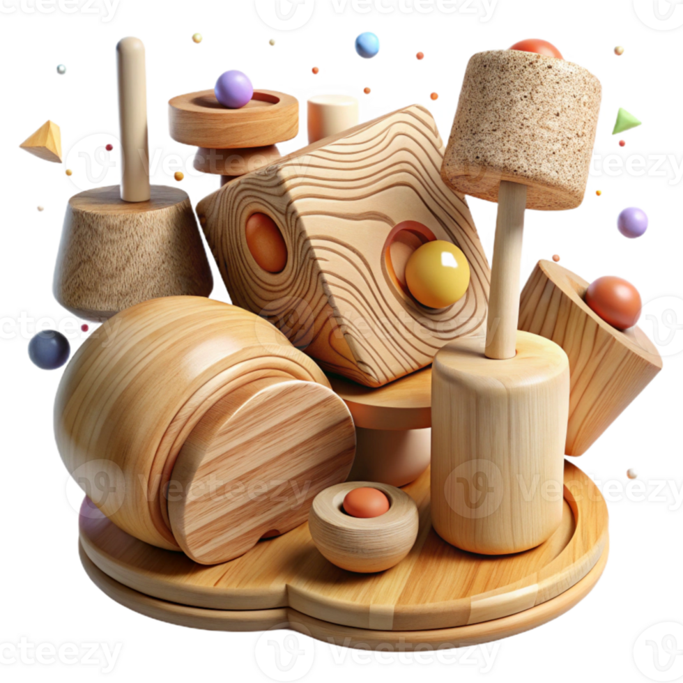 impressive creative Handcrafted Wooden Toys Transparent Background Natural Wood Grain high quality png