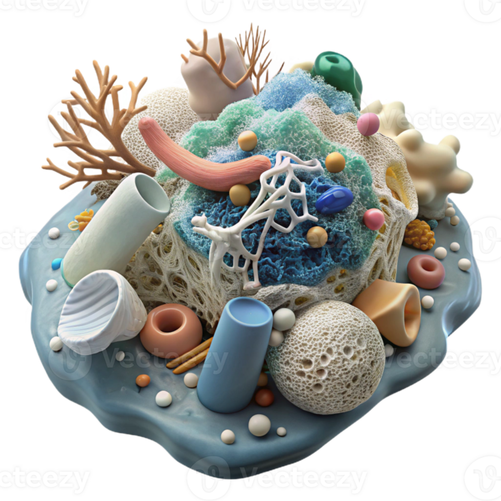 stunning creative Plastic Debris Entangled in Coral Reef Transparent Background Ocean Pollution professional png