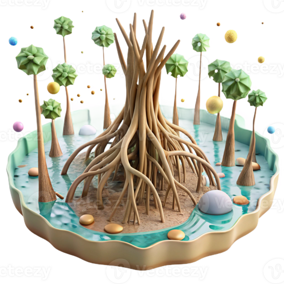 extraordinary modern Mangrove Roots in Shallow Water Isolated Element authentic png