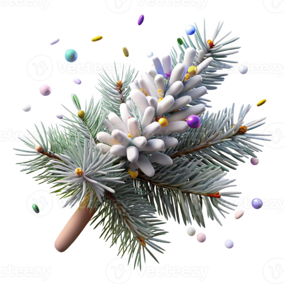 impressive abstract Pine Tree Branch Snow Covered Isolated detailed png