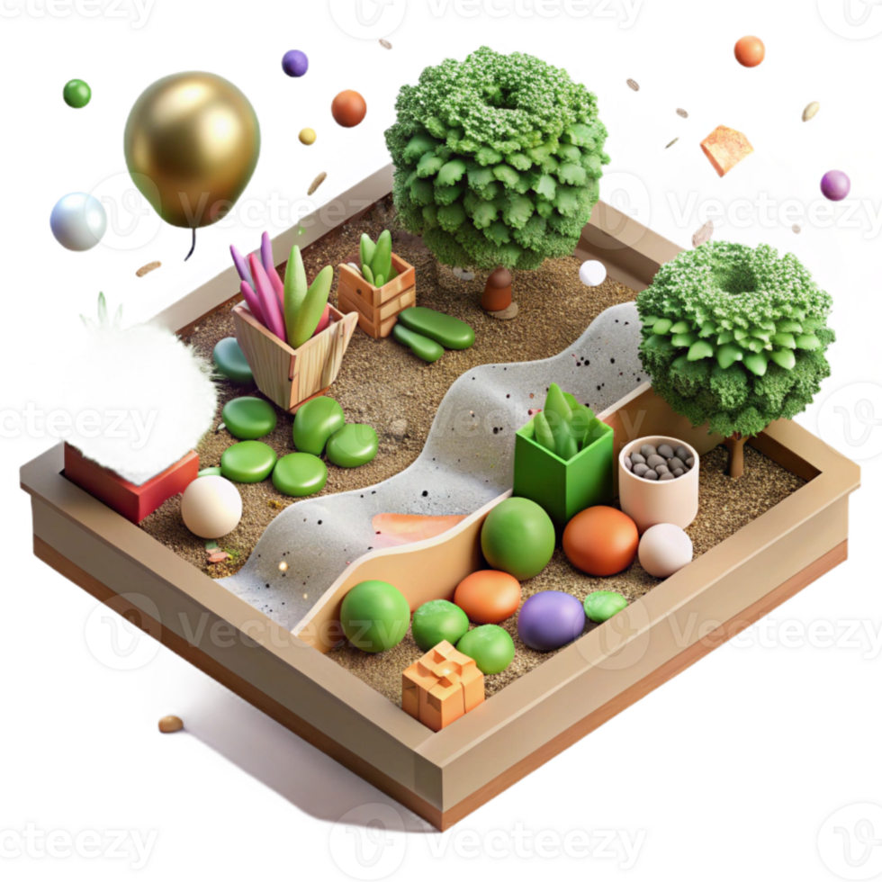 impressive vintage Organic Vegetable Garden Aerial View Transparent Background exclusive png