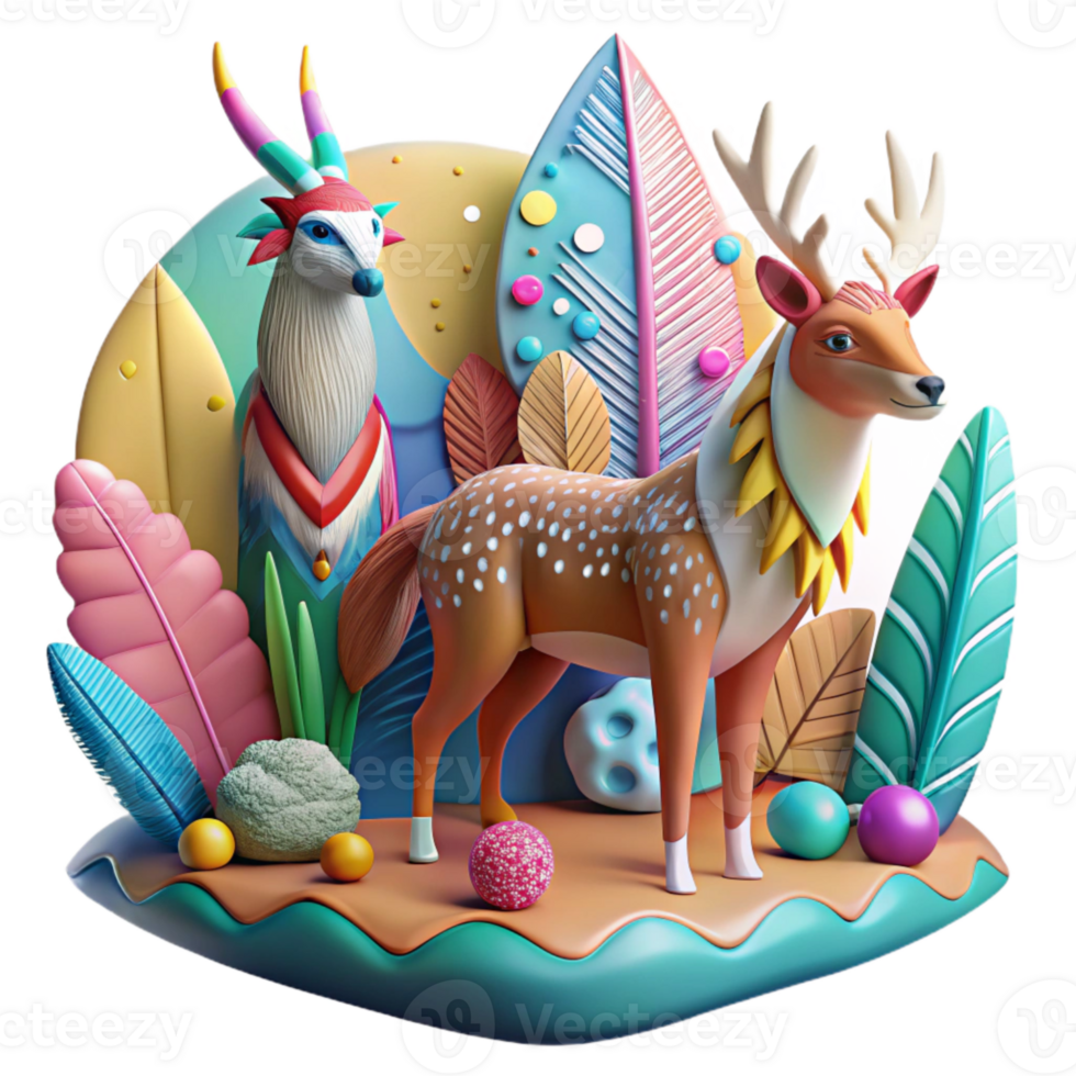 dramatic rustic Hand Painted Indigenous Wildlife Cutout Vibrant Color Scheme original png