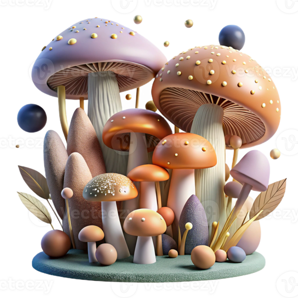 beautiful modern Mushroom Growing in Forest Detailed Texture Cutout high quality png