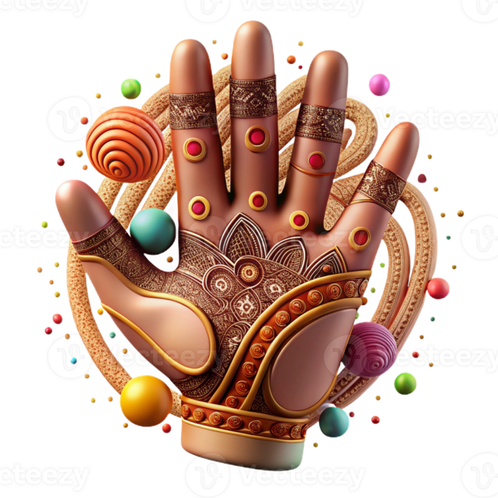 wonderful vintage Indian Henna Tattoo Intricate Hand Design Isolated high quality png