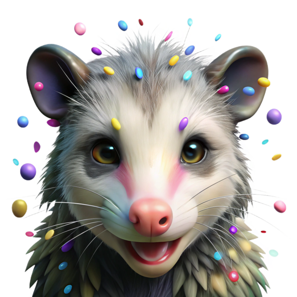 serene artistic Opossum Blinded by Headlights Transparent Background high resolution png