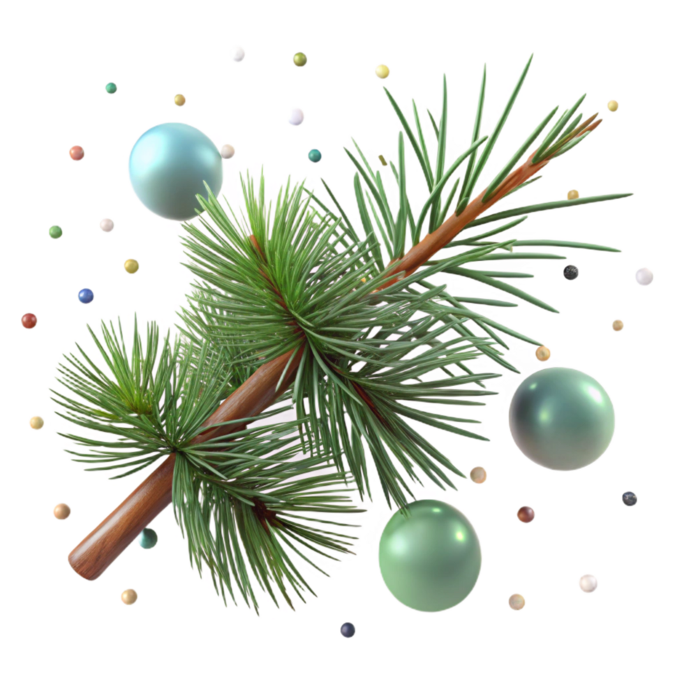 beautiful traditional Pine Tree Branch Needles Isolated Element genuine png