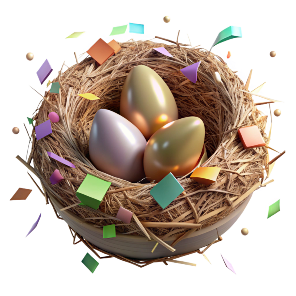 dramatic modern Grassland Bird Nest Isolated on Transparent Background high resolution png