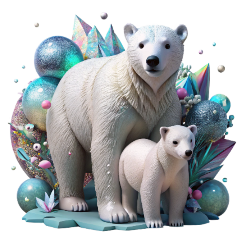 serene creative Polar Bear Mother and Cub Isolated Image premium png