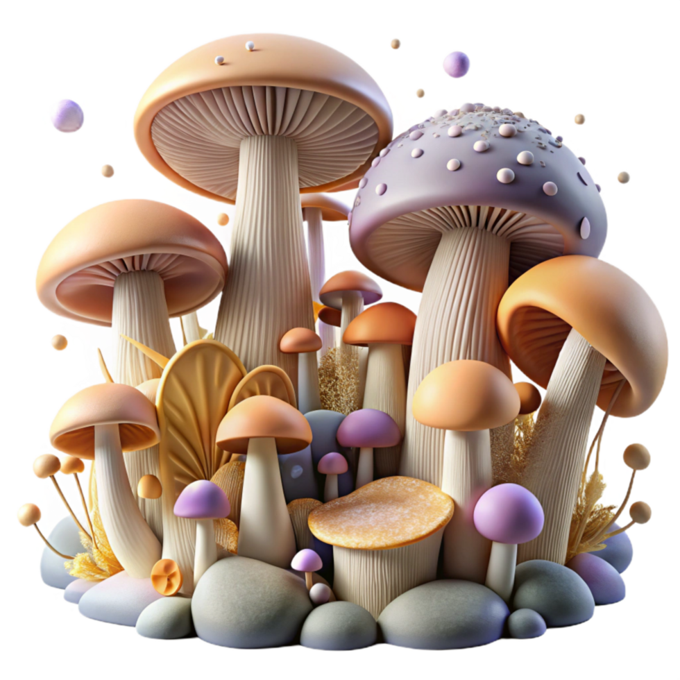 extraordinary modern Mushroom Growing in Forest Detailed Texture Cutout high quality png