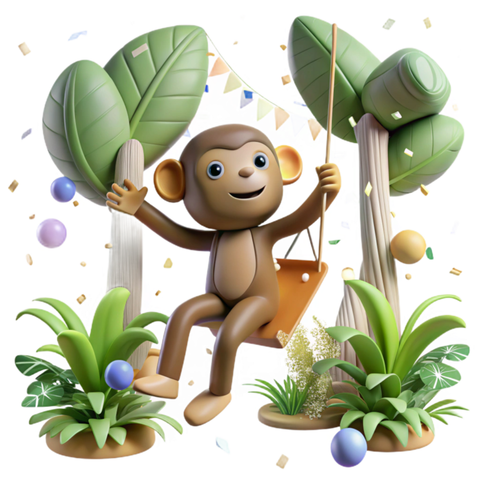 beautiful traditional Monkey Swinging Through Trees Jungle Background Transparent Background professional png