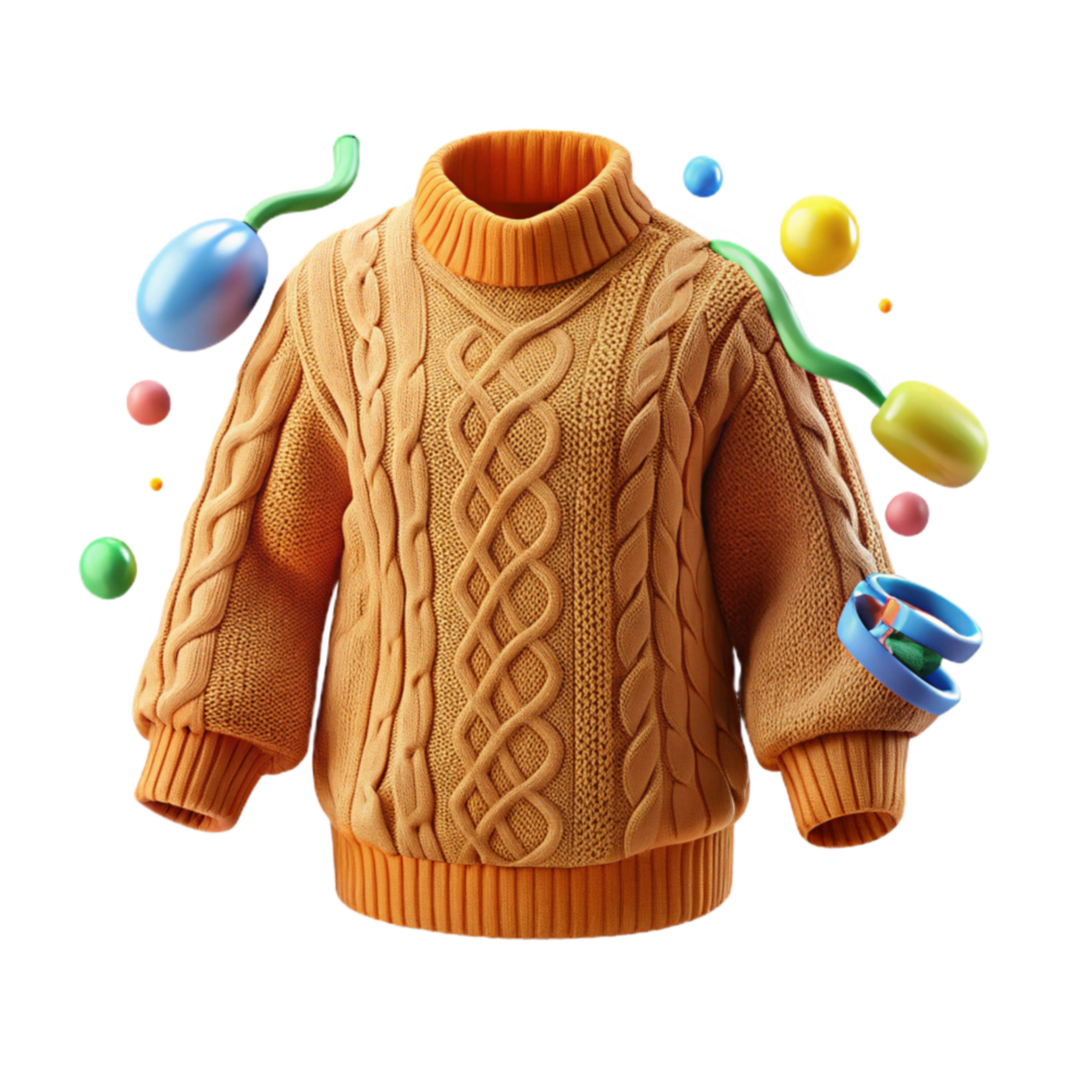 dramatic traditional Irish Aran Sweater with Cable Knit Cutout original png