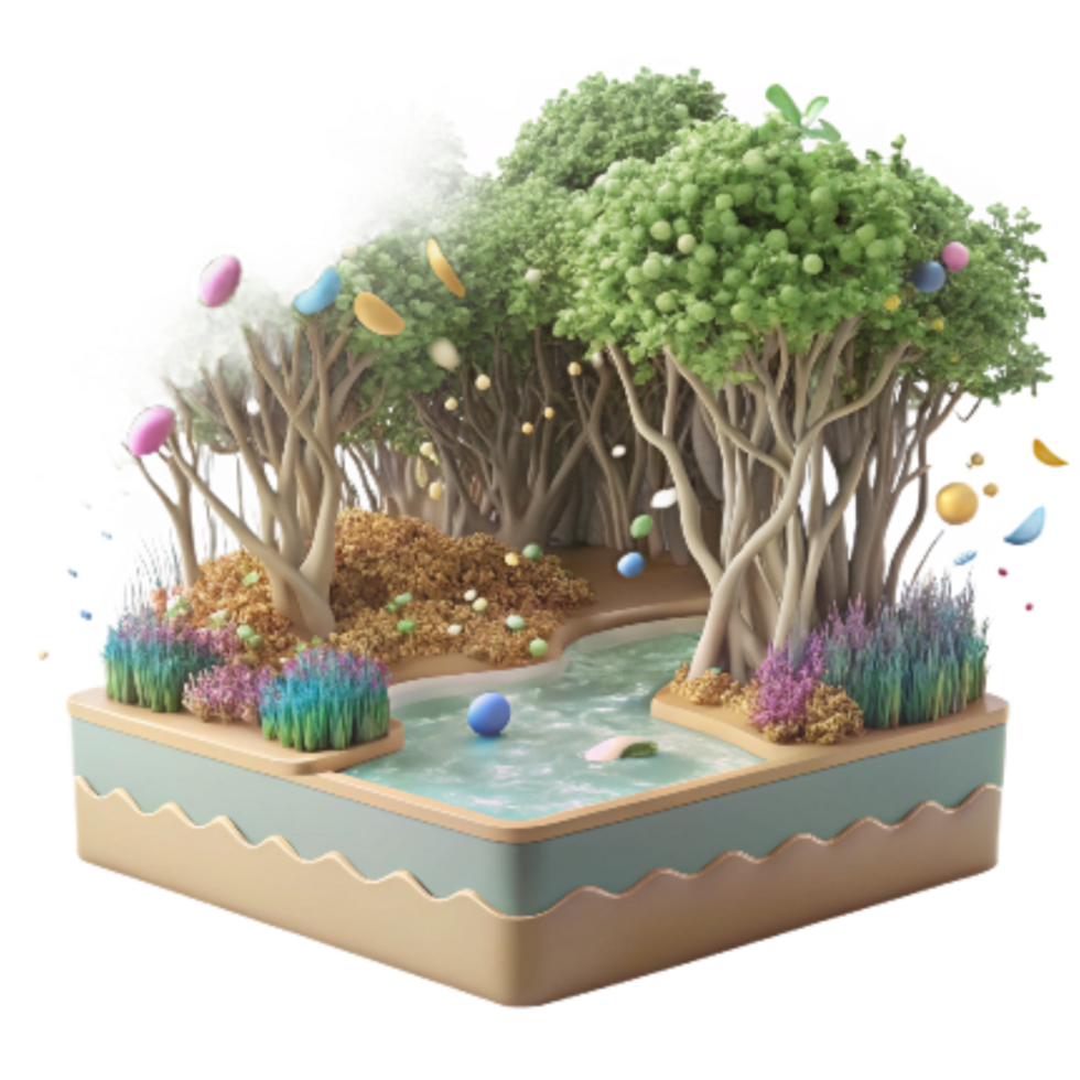 beautiful modern Mangrove Forest Edge Cutout with Clear Water Visibility png