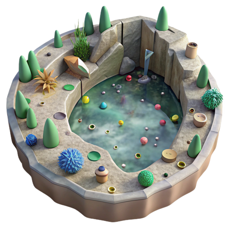 magnificent creative Polluted Lake with Dead Algae Top View Cutout exclusive png