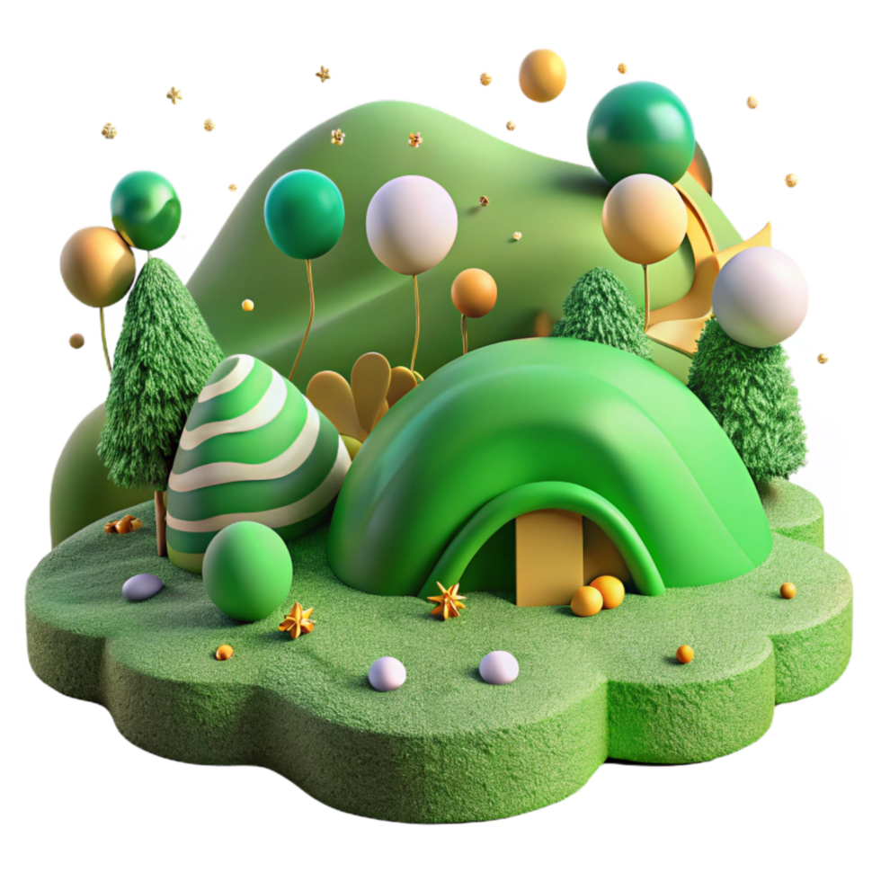 magnificent rustic Lush Pasture Landscape Isolated with Green Hues detailed png