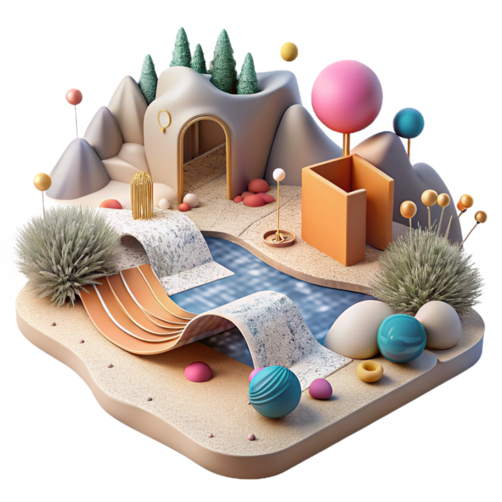 elegant rustic Landscape Design Perspective Drawing Isolated high resolution png