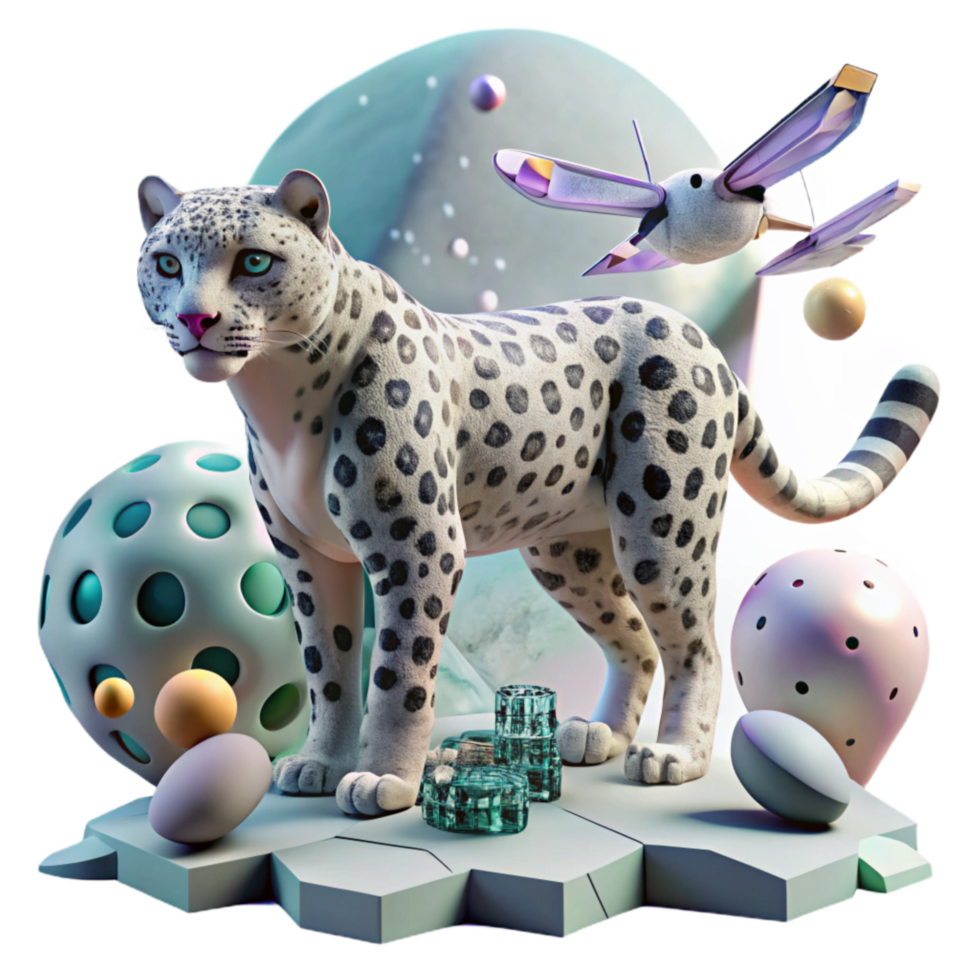 impressive modern Low Light Drone Filming Snow Leopard Isolated detailed png