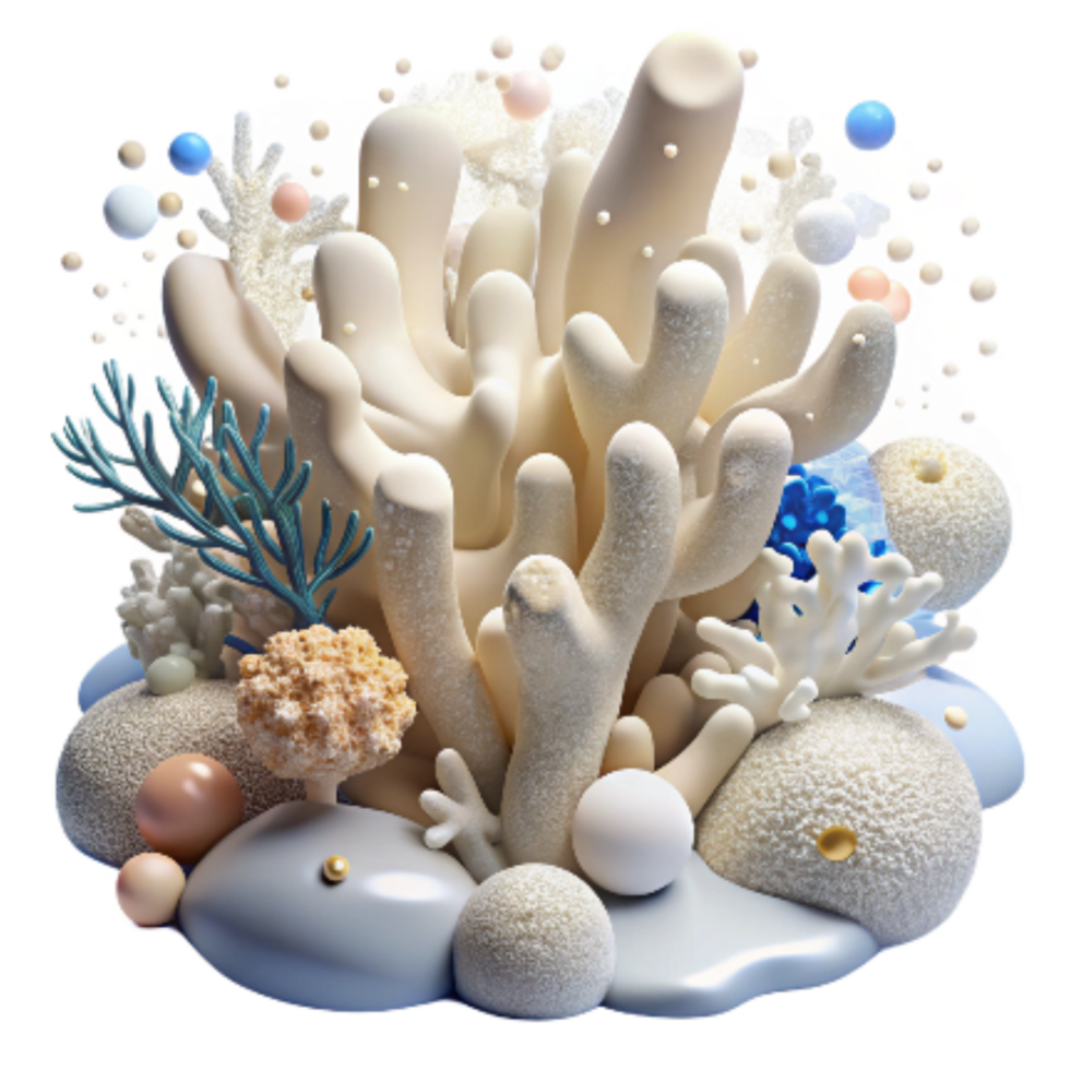 magnificent minimalist Ocean Coral Bleaching White Coral Cutout Underwater Scene authentic png