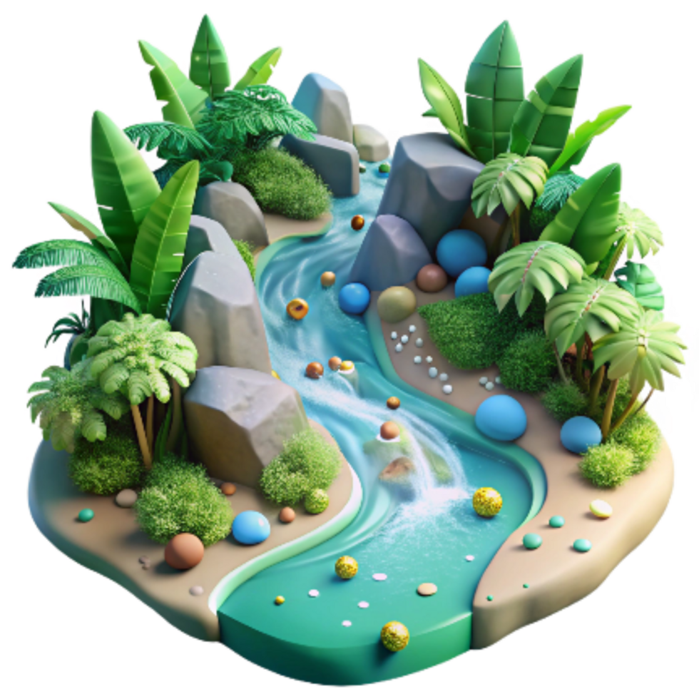 stunning creative Rainforest Stream Cutout with Clear Water authentic png