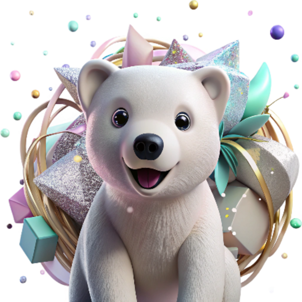 vibrant minimalist Polar Bear Cub Looking Up Isolated Element high quality png