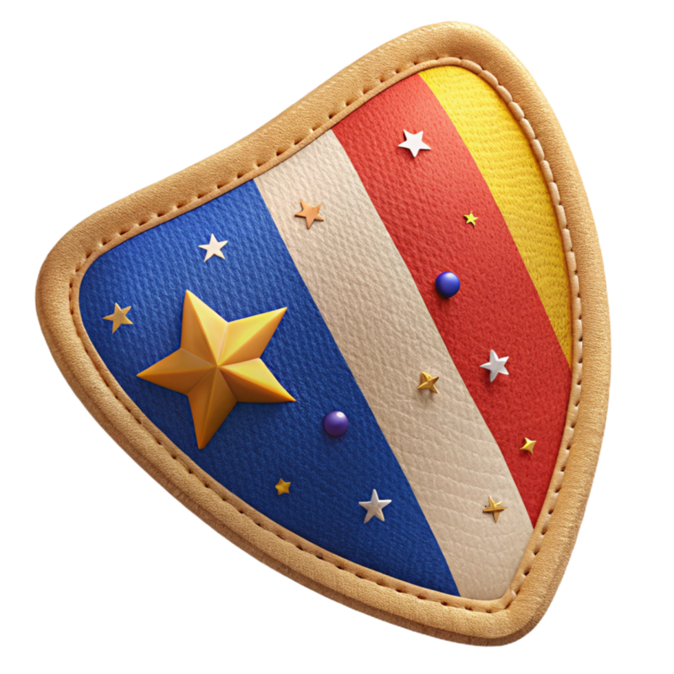 elegant traditional National Flag Patch Isolated with Embroidered Border authentic png