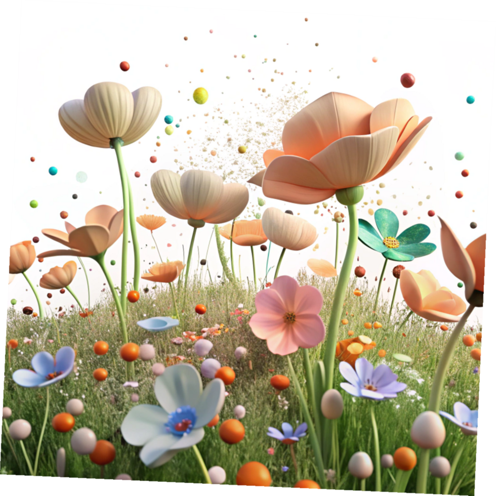 vibrant vintage Native Wildflower Field in Full Bloom Transparent Background png