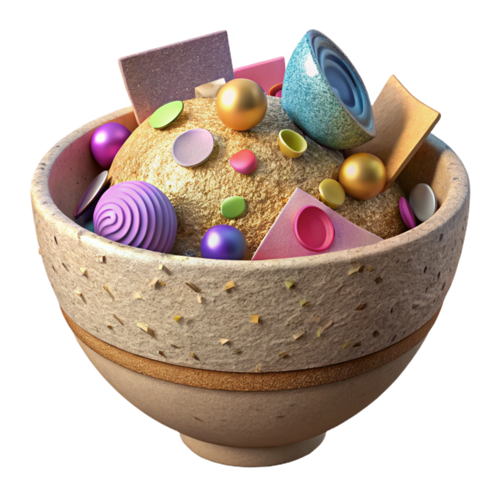 beautiful artistic Paper Mache Bowl Textured Surface on Transparent Background genuine png