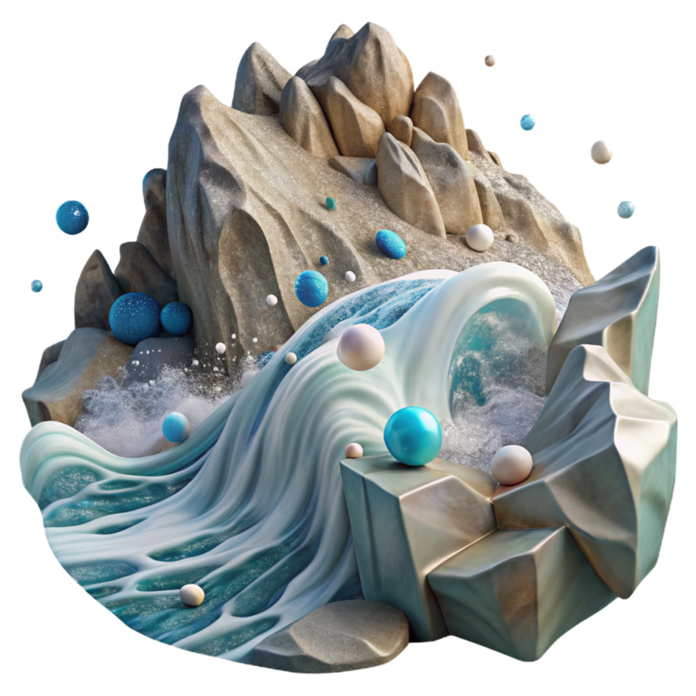 vibrant abstract Ocean Waves Crashing on Shore Dynamic Angle Cutout png