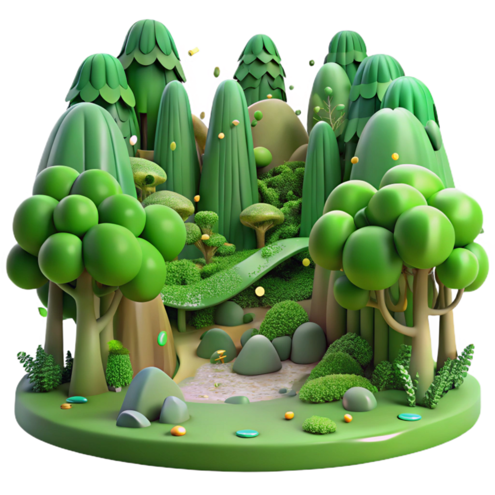 vibrant classic Lush Green Forest Panorama Transparent Background high quality png