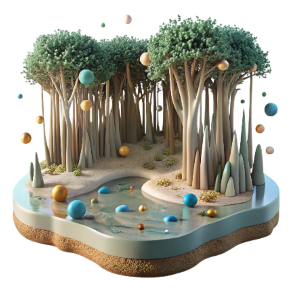 serene classic Mangrove Forest at Low Tide Isolated Transparent high quality png