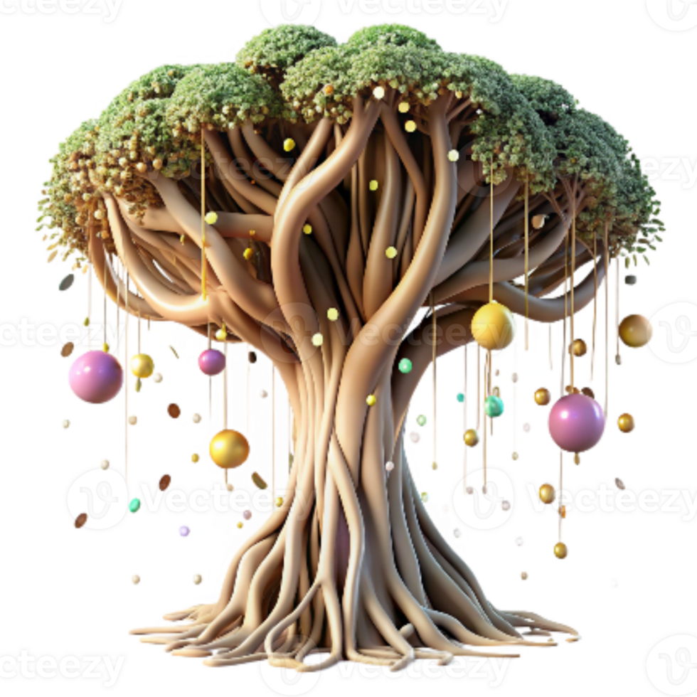 vibrant contemporary Mangrove Tree with Aerial Roots Isolated Element genuine png