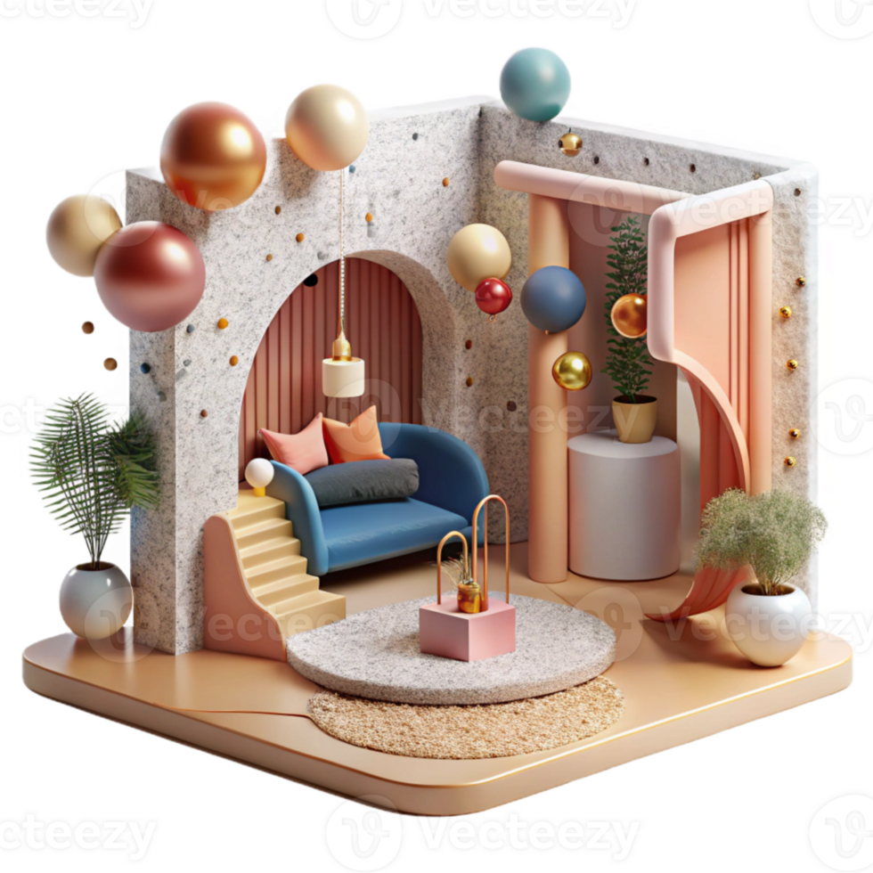 dramatic artistic Interior Design Perspective Sketch Isolated png