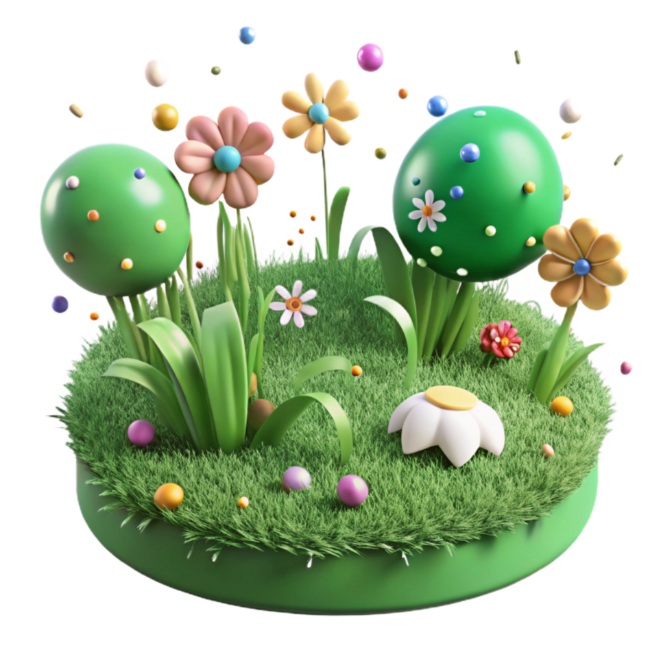 magnificent traditional Green Meadow with Wildflowers Transparent Background authentic png