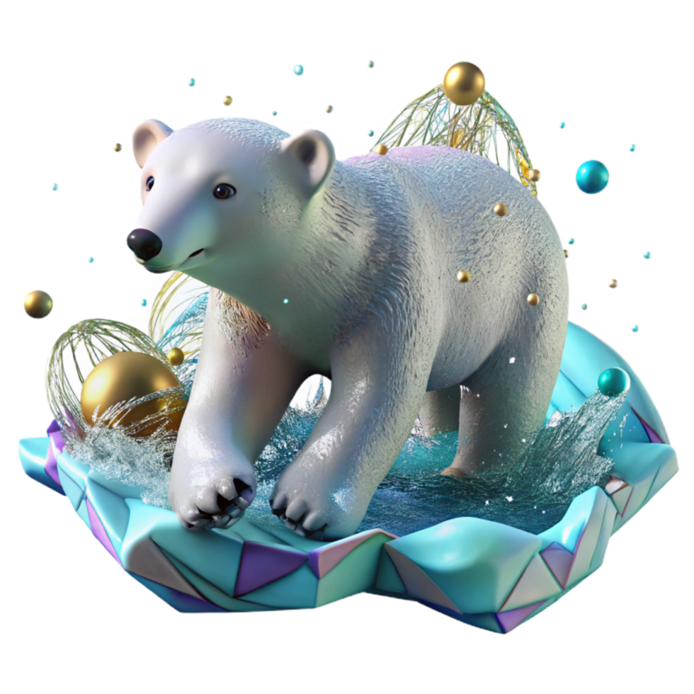 dramatic modern Polar Bear Swimming in Water Arctic Scene Cutout genuine png