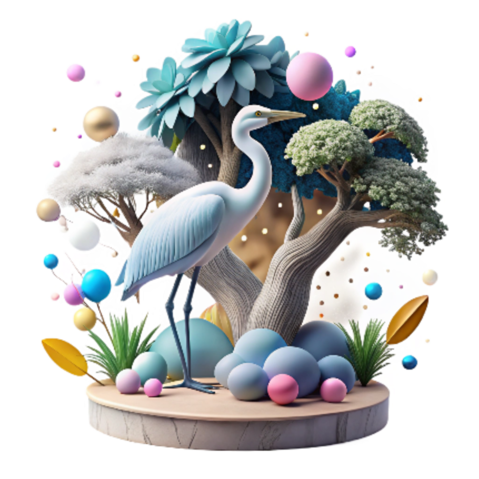 serene traditional Mangrove Tree and Egret Silhouette Cutout authentic png