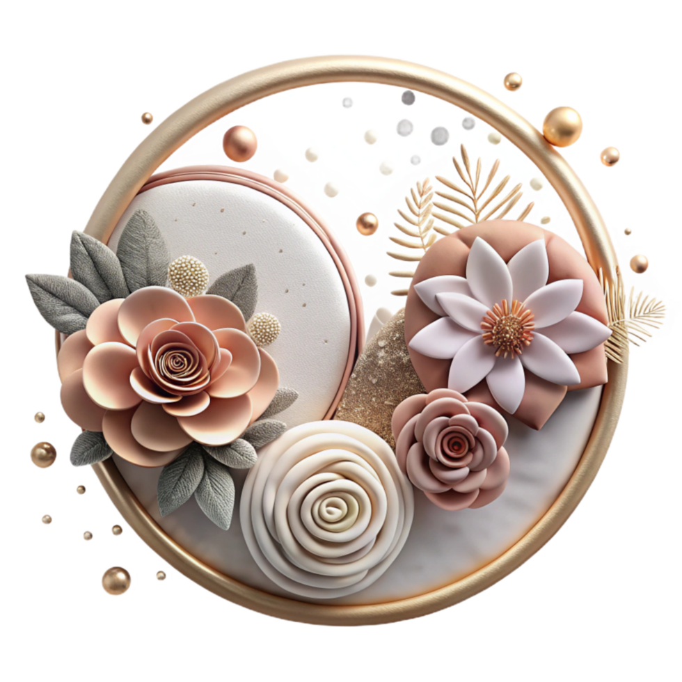 wonderful rustic Muted Floral Embroidery Hoop Design Isolated Element authentic png