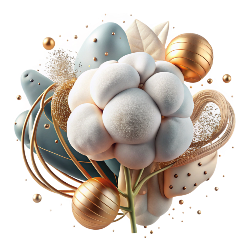 impressive traditional Organic Cotton Plant Close Up Cutout with Soft Lighting png